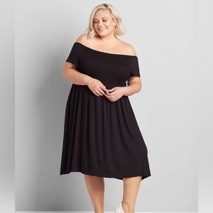 Lane Bryant Womens 22/24 Off-The-Shoulder Smocked Swing Dress